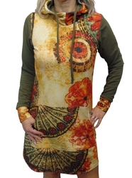 Mikinové šaty s kapucí - mandaly S - XXXL