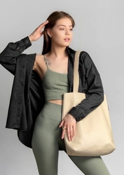 Růžová kožená taška SHOPPER 