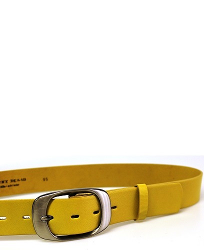 Dámský kožený opasek žlutý - obvod pasu 105cm   